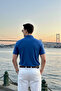 Men's Trend Mercerized Double Pocket Indigo Polo Collar T-Shirt - 5