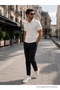 Men's Trend Cotton Waffle Fabric White Polo Collar T-Shirt - 2