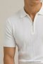 Men's Trend White Polo Collar Zippered Knitwear T-Shirt - 5