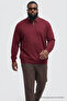 Men's Seasonal Plus Size Burgundy Knitwear Sweatshirt - 3