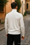 Men's Winter Trend Basic White Turtleneck Knit Sweater - 6