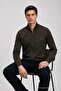 Men's Regular Fit Dark Brown Winter Cardigan with Zipper Pockets - 4
