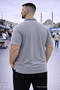 Men's Striped Plus Size Loose Gray Polo Collar T-Shirt - 4