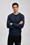 Men's Trendy Crew Neck Comfortable Indigo Knitwear Sweater - 5