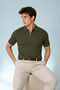 Men's Zippered Casual Polo Collar Knitwear Khaki T-Shirt - 5
