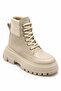 Norivina Beige Women's New Season Flat Lace-Up Elastic Daily Comfortable Fit Boots