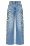 Blue Jeans with Stone Embroidery on the Front - 9084