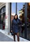 Imported Cashmere & Denim Fabric Belted Sleeve Belt Detail Lined Design Trench Coat - 5
