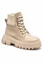 Norivina Beige Women's New Season Flat Lace-Up Elastic Daily Comfortable Fit Boots - 3