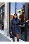 Imported Cashmere & Denim Fabric Belted Sleeve Belt Detail Lined Design Trench Coat - 2
