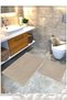 Cotton Woven Water Absorbent Bath Mat Set, Bathroom Rug Vera Set of 2 60X100 - 60X50 Beige - 4