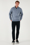 Cotton Regular Fit Half Zipper Stand Collar Ribbed Sweat Men's Sweat 59052592 - 6