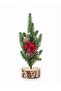 1 Piece 30 cm White Wooden Log Base Mini Christmas Decoration – Christmas Ornament with Pine Cones and Red Berries