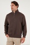 Cotton Regular Fit Half Zipper Stand Collar Ribbed Sweat Men's Sweat 59052592 - 5