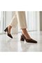 Brown Shiny Skin Women's Elegant Design Stylish and Comfortable Thick Heel 5.5cm Balanced - 2