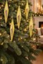 Christmas Tree Ornament Gold Long Drop Shaped Set of 6 - 3