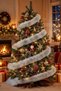 New Year's Pine Tree Ornament Glitter 2 m Silver - 3