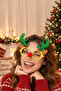 Green Deer Nose Pine Tree Ornament Christmas Glasses - 4