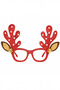 Christmas Ornament Glasses with Deer Antlers, Gold Bells and Red Polka Dots - 5