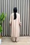 Ajda Takim Tencel Fabric Women's Beige Openable Buttoned Hijab Tunic with Elastic Sleeves and Pants Two-Piece Set - 3