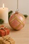 Christmas Pine Tree Ornament Shiny Special Gold Striped Holiday Cici Ball 8cm Set of 3 - 7