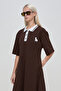 Rochie evazată cu guler polo - 5