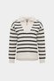 Turtleneck Zipper Detailed Striped Women's Knitwear Sweater