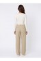 Stone Color Woven Fabric High Waist Relaxed Cut Pleated Detailed Trousers Suitable for Daily Use - 3