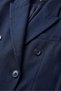 Navy Blue Woven Fabric Double-Breasted Collar Long Sleeve Oversize Four-Button Flap Pocket Blazer Jacket - 2
