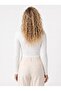 White Camisole Fabric Long Sleeve Crew Neck Crop Form Star Embroidered Knitted Blouse - 3