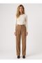 Brown Comfortable Textured High-Waisted Wide-Legged Easy-To-Coordinate Comfortable Cut Pants - 2