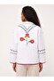White Cotton Polyester Off-Shoulder Floral Pattern Embroidered Buttoned Quilted Jacket - 3