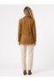 Tan Suede Textured Belted Waist Belted Buttoned Double Pocket Seasonal Comfortable Fit Jacket - 3
