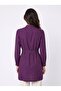Plum Aerobin Fabric High Collar Long Sleeve Cuffed Belt Detailed Straight Cut Tunic - 3