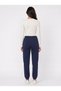Navy Blue Stretchy Fabric Thick Waistband and Elastic Cuffs Comfortable Fit Sweatpants - 3