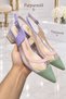 Women's Colorful Toe-Strap Transparent Detailed Slingback 3cm Heeled Ballerinas - 4