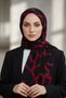 Crepe Stone Patterned Black - Red Color 75X195 Non-Shedding Shawl