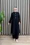 Feza Takim Crepe Fabric Black Front with Stone Detail Hijab Tunic and Pants Two-Piece Set - 4