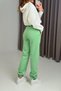 Water Green Three-Thread Ribbed Stretch Fabric High Elastic Waist Ribbed Comfortable Fit Pants - 4