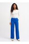 Saks Polyester Fabric High Waist Striped Detailed Loose Wide Leg Wide Cut Trousers - 2