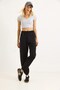 Black Three-Thread Fabric, Elastic Waist and Cuffs, Comfortable Fit, Daily Use Sweatpants - 3