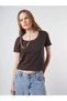Wide Crew Neck Basic Model Interlock Fabric Short T-Shirt Cty-Lbn-7082