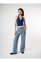 Waist Belted Bridge Belted Five Pocket Stoned Palazzo Jean Trousers Cty-Abr-2705
