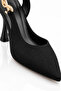 Women's Black Pointed Toe Thin Heeled Shoes Ankle Strap Stylish Daily and Special Occasion Model Trend - 6
