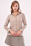 Women's Beige Long Sleeve Plain Shirt ARM-18Y001176 - 5