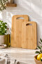Set of 2 Bamboo Cutting Boards, Kemer Classic Corner Curve Model, 32X22 cm & 25X16 cm