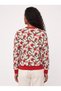 Red Cotton Blend Crew Neck Two Yarn Standard Fit Floral Pattern Sweatshirt - 3