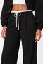 White Satin Detail High Waist Pants with Double Waist Bands, Side Hidden Zipper, Wide Leg Women's Pants - 8
