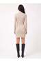 Beige Knitwear Textured Turtleneck Long Sleeve Slim Fit Ribbed Knitted Mini Dress - 3