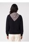Black Three-Thread Ribbed Off-Shoulder Sweatshirt with Scarf Detail and Ceylan Embroidery - 3